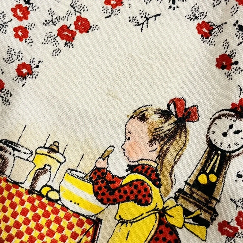 Vtg Homemade Holly Hobbie Throw Blanket Red Floral Fabric Fleece Back Tie‎ Quilt